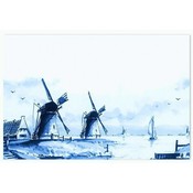 Heinen Delftware Placemat - Delfts Blauw Molens (Katoen)