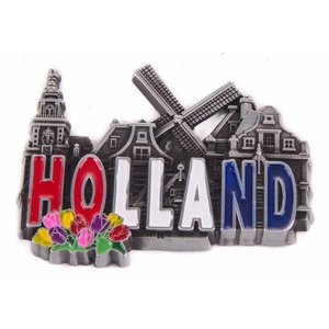 Typisch Hollands Magneet metaal Holland Dorpstafereel - Tin