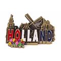 Typisch Hollands Magnet Metall Holland Dorfszene - Bronze
