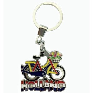 Typisch Hollands Key ring bike yellow / blue with tulip basket Holland