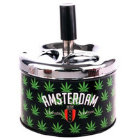 Typisch Hollands Drücken und drehen Sie Aschenbecher Amsterdam Cannabis - Green