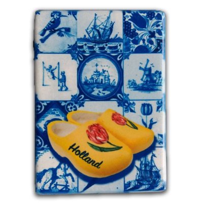 Heinen Delfts blauw Magnet Rechteck Delft - Clogs