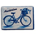 Heinen Delftware Magnet rectangle - Amsterdam - Bicycle