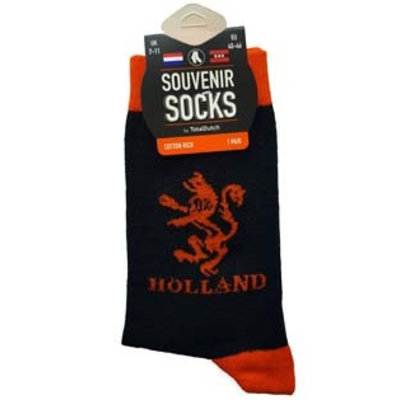 Holland sokken Men's socks Orange lion black