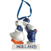 Heinen Delfts blauw Kussend Paar - Holland - Kerstdecoratie