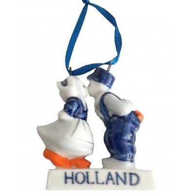 Heinen Delfts blauw Kussend Paar - Holland - Kerstdecoratie