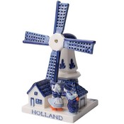 Heinen Delftware Mühle mit küssendem Paar - Delfter Blau - 15 CM