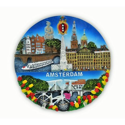 Typisch Hollands Amsterdam - Wandtafel - Vollfarbe 13 cm