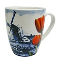 Heinen Delftware Holland Mok - Delfts blauw - Molen - Oranje tulp