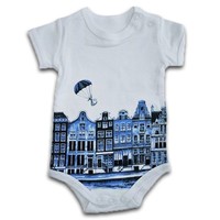 Heinen Delftware Strampler Delft blau 0-3 Monate