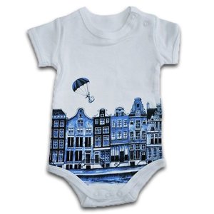 Heinen Delfts blauw Romper Delft blue 0-3 months
