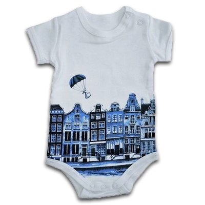 Heinen Delfts blauw Delftblauer Body - 0-3 Monate