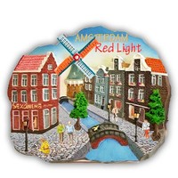 Typisch Hollands Magnet polystone Amsterdam - Red Light - Scene