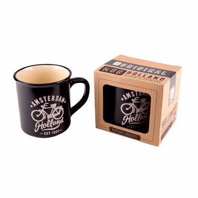 Typisch Hollands Retro Campus Mug Large - Bicycle - Black