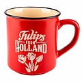 Typisch Hollands Retro Campusmok  Groot -Tulpen - Rood