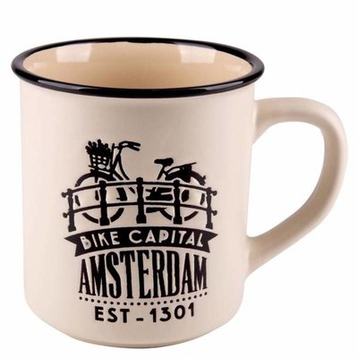 Typisch Hollands Retro Campus Becher Amsterdam Large - Bike - Cream