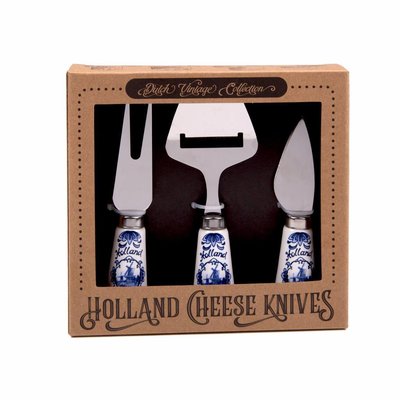 Typisch Hollands Cheese knives - in Delft blue gift packaging