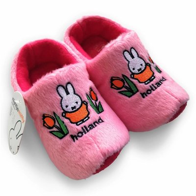 Typisch Hollands Klettern Hausschuhe Miffy mit Tulpen - Pink