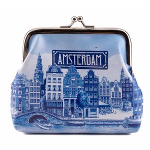 Typisch Hollands Knip-portemonnee  Delftsblauw - Amsterdam