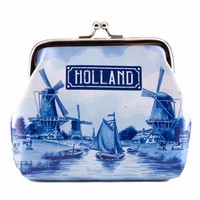 Typisch Hollands Geschnittene Brieftasche Holland Delfter Blau