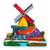 Typisch Hollands Amsterdam - Holland shop - Magnet 2D Windmühle mit Fahrrad Holland