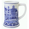 Heinen Delfts blauw Beer mug Canal Houses - 17 cm