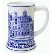 Heinen Delfts blauw Beer mug Canal Houses - 17 cm