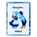 Heinen Delfts blauw Magnet - tile - rectangle kissing couple - Color
