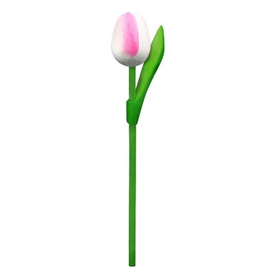 Nijhuis  Houten Tulp op steel Wit-Roze