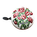 TTD Gifts Metalen fietsbel - Ding Dong - Tulpen - Rood-Wit