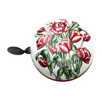 TTD Gifts Fahrradklingel aus Metall - Ding Dong - Tulpen - Rot-Weiß