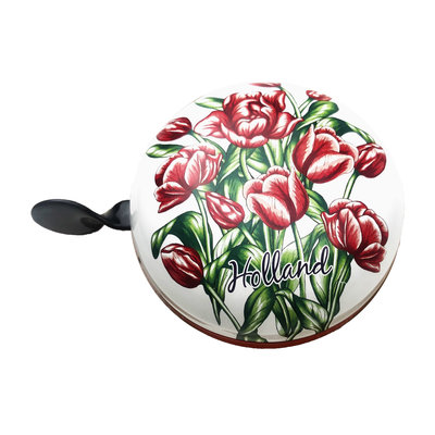 TTD Gifts Fahrradklingel aus Metall - Ding Dong - Tulpen - Rot-Weiß