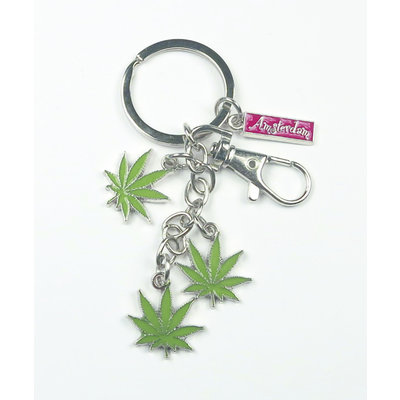 Typisch Hollands Keychain 3 cannabis leaves - Amsterdam