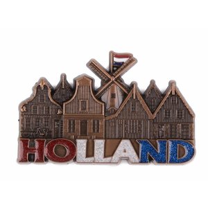 Typisch Hollands Magnetmühle & Häuser Holland mit Glitzer Kupfer