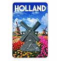 Typisch Hollands Magnet MDF / Metal mill tulip field Holland