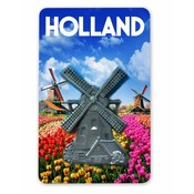 Typisch Hollands Magneet MDF/Metaal molen tulpenveld Holland