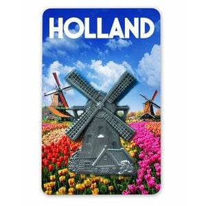 Typisch Hollands Magnet MDF / Metal mill tulip field Holland