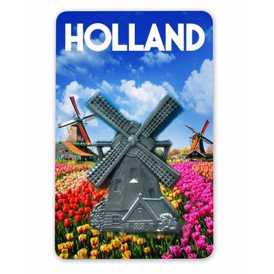 Typisch Hollands Magnet MDF / Metal mill tulip field Holland