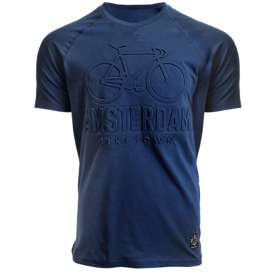 Holland fashion T-Shirt Amsterdam - Embossed - trendy - Raglan-Ärmel - Blau