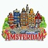 Typisch Hollands Magneet  5 huizen op brug Amsterdam
