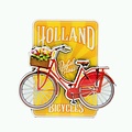 Typisch Hollands Magneet MDF fiets op geel Holland - Dutch classic bicycles