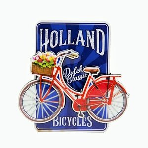 Typisch Hollands Magnet MDF Fahrrad auf blau Holland - holländische klassische Fahrräder