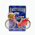 Typisch Hollands Magnet MDF Fahrrad auf blau Amsterdam - niederländische klassische Fahrräder