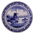 Heinen Delftware Delft blue - Wall plate - Traditional windmill landscape 20 cm