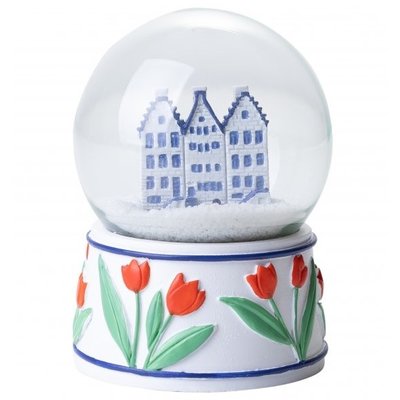 Heinen Delftware Schneekugel-Fassaden-Häuser - Delfter Blau