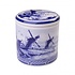 Heinen Delfts blauw Delft blue storage jar - Mill landscape 13 cm