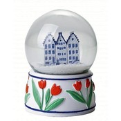 Heinen Delftware Sneeuwbol Gevelhuisjes - Delfts blauw