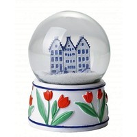 Heinen Delftware Sneeuwbol Gevelhuisjes - Delfts blauw