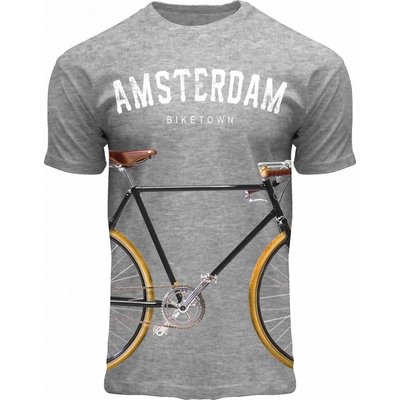 Holland fashion T-Shirt Holland - Grijs - Amsterdam - Fiets