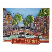 Typisch Hollands magnet MDF canal scene Amsterdam